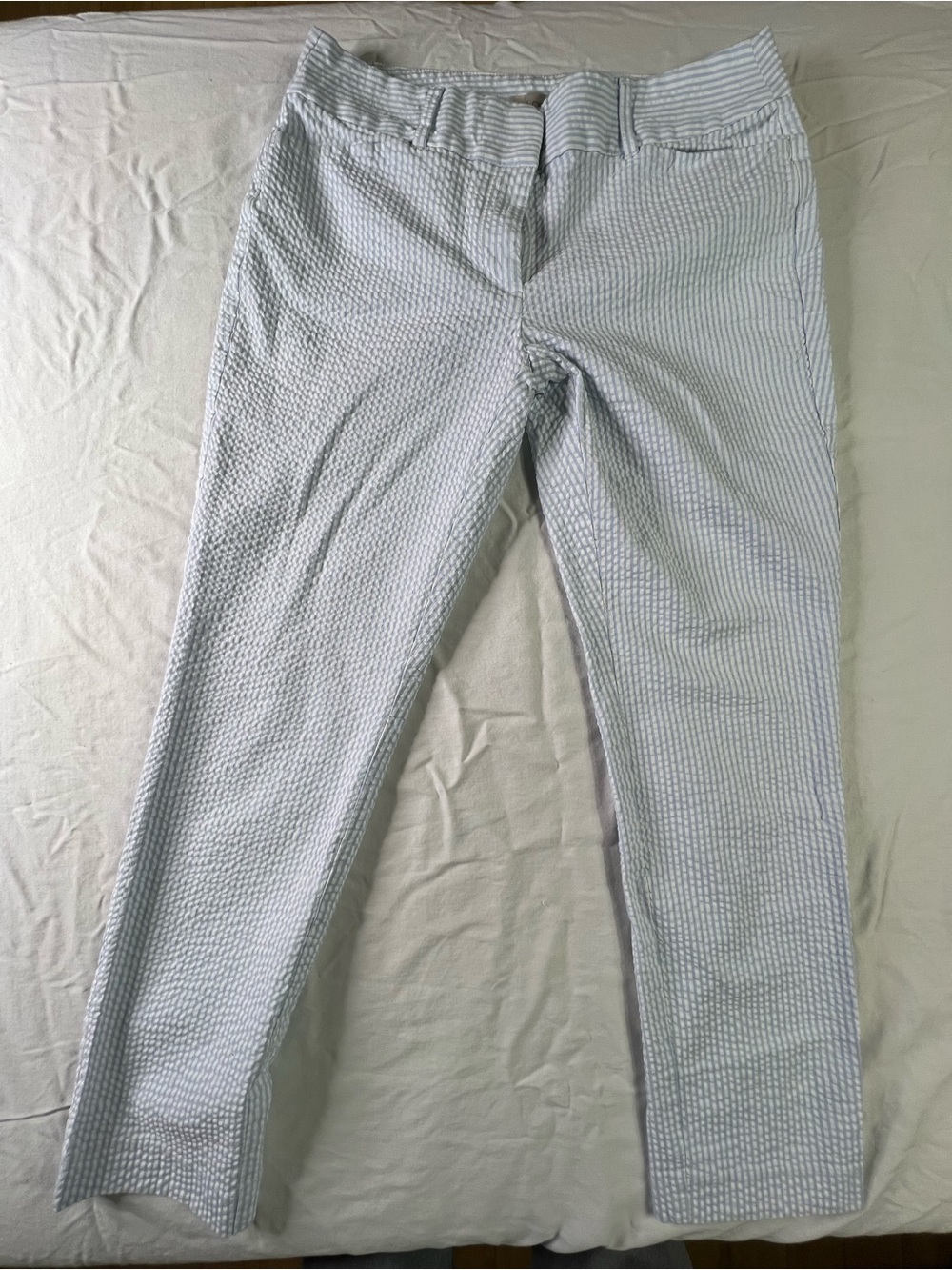 LOFT Pale Blue Seersucker Chinos